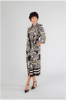 vestido camisero estampado multiblack flower l