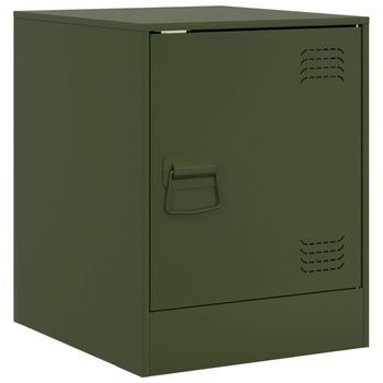 Mesita De Noche Acero Verde Oliva 34,5x39x44 Cm Vidaxl