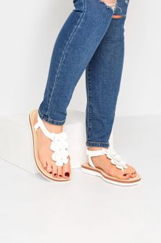 Sandalias Blancas Mariposas En Ancho Especial