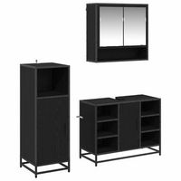 juego de muebles de bano 3 uds roble negro vidaxl