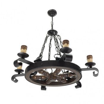 Fabrilamp Lámpara Rustico Rueda 6xe27 Marrón Regx70x70 Cm