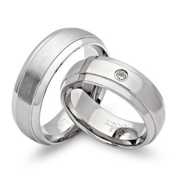 Anillos de boda anillos de pareja de acero inoxidable grabado