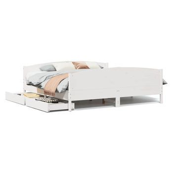 Cama Sin Colchón Madera Maciza De Pino Blanca 180x200 Cm Vidaxl