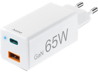 cargador movil - hama gsm mini 65w 220v carga rapida usb-a y usb-c 2 dispositivos a la vez blanco