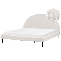 cama minimalista boucle tapiceria poliester somier cabecero semicircular 180 x 200 cm blanco margut