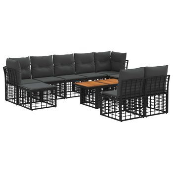 Conjunto De Sofás De Jardín 10 Uds. Negro Y Gris Oscuro Vidaxl