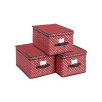3 cajas plegables con tapa para navidad rojo