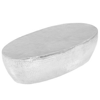 Mesa De Centro Aluminio Martillado Plateado 100x50x28 Cm Vidaxl