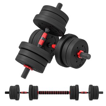Kit de mancuernas HOMCOM 2 en 1, juego de 20 kg, barras de peso ajustables incluidas - entrenamiento muscular y halterofilia