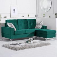 warren green velvet reversible 3 seater corner chaise sofa
