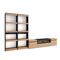 muebles de salon para tv conjunto de muebles comedor 320x186x35cm para tv hasta 80 chimenea electrica estilo moderno roble y negro