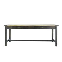 mesa de comedor de mango macizo y metal negro de 200 cm