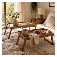 conjunto de 2 bandejas en madera natural 50x30x24 cm