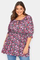 yours top de flores rosas con cinturilla fruncida mujer curvy y tallas grandes yours