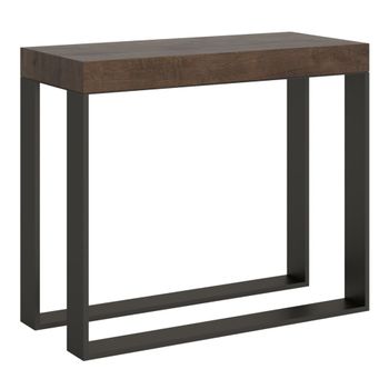 Consola extensible 90x40/196 cm efecto madera nogal, hierro