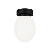 aplique de bano ip44 en metal negro y cristal opal ovalado