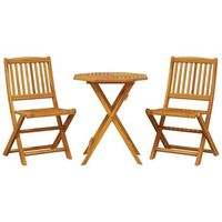 muebles cafeteria plegables 3 uds  conjunto de mesa y sillas madera maciza acacia