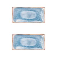 set 2 bandejas porcelana azul 25x12 cm