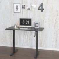 escritorio de pie placa mdf armazon de acero negro