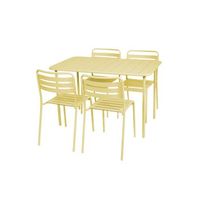 set mesa de jardin bistro de acero con 4 sillas 120cm amarillo