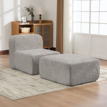 Sofá Modular - Mueble Para Salón - Chenilla - Gris (76.5x182.5x73cm)
