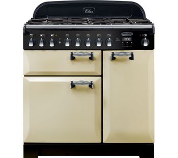 Rangemaster Elan Deluxe ELA90DFFCR 90 cm Dual Fuel Ranger Cooker - Cream & Chrome, Cream