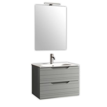 Mueble de baño con espejo 4 piezas en mdf gris