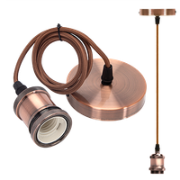 aigostar portalampara de metal para colgar lamparasvintage retro lampara colgante portalampara de e27 con cablependulo de 100 cmideal para iluminacion de techocobre rojo