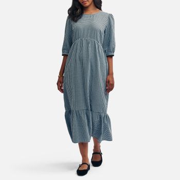 Nobody's Child Rachel Gingham Cotton-Seersucker Midi Dress - UK 10
