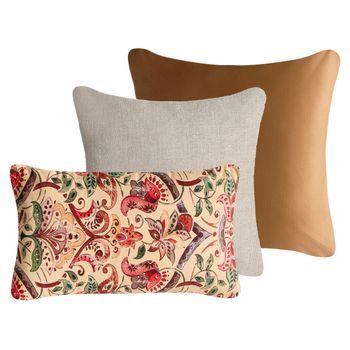 Conjunto De 3 Cojines Decorativos De Algodón Con Motivo Floral 45/30 X 45/50 Cm Multicolor Dyera
