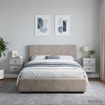 Mesita De Noche De Pared - Mueble Para Dormitorio - Madera De Ingeniería - Gris Sonoma (34.5x33x40cm)