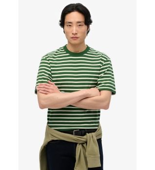 Superdry para hombre. M1012146A Camiseta de rayas Merchant verde (XL), Casual, Algodón, Manga corta