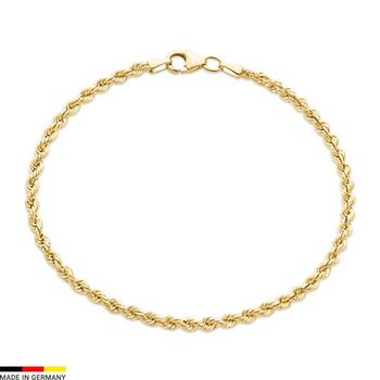 Pulsera oro de 14 quilates con eslabones de cadena de cordón de 2,7 mm