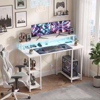 escritorio reversible con estantes 120 x 50 cm enchufes y luz led rgb blanco