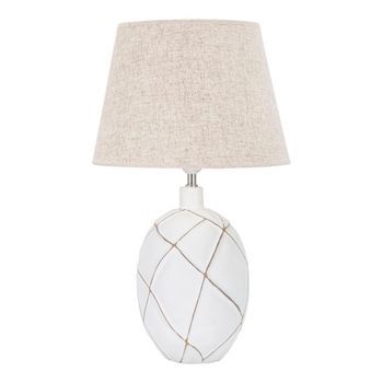 Lámpara De Mesa En Resina Blanca Con Pantalla Beige Ø Cm 35x60