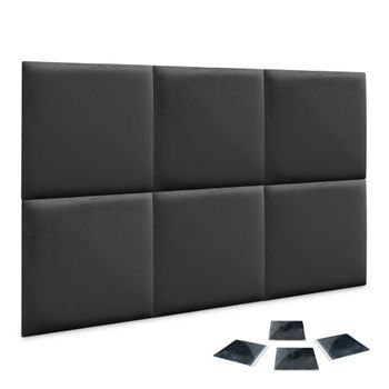 Dhome Juego De 6 Paneles Tapizados De Terciopelo Premium Pack Autoadhesivos Para Pared Acústicos Absorbentes Protección (gris Oscuro, 50x50cm,x6)