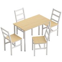 homcom conjunto de mesa de comedor con 4 sillas mesa rectangular de 108 cm roble y blanco   aosom espana