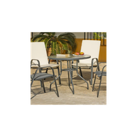 mesa terraza jardin acero desmontable con cristal templado
