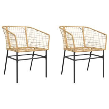 Pack 2 Uds Sillones De Jardín | Silla De Jardín Ratán Sintético Marrón