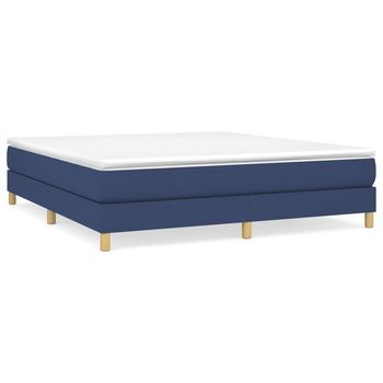 Cama Matrimonial | Cama Para Adultos | Estructura De Cama Box Spring Tela Azul 160x200 Cm