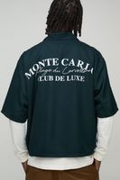 camisa oversize recta con solapas y estampado de monte carlo verde