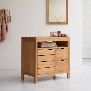 Mueble de almacenaje de teca maciza 80 cm