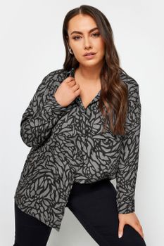 Yours Camisa Amplia Gris Estampada, Mujer Curvy Y Tallas Grandes, Yours