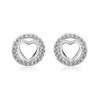 pendientes de mujer corazones de plata 925 con circonita