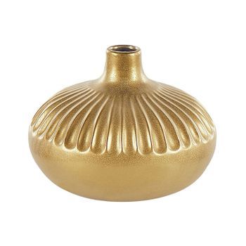 Florero Decorativo De Gres Dorado 20 Cm Accesorio Glamuroso Cercei