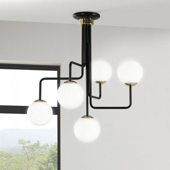 Plafón de techo moteo negro-oro (5 luces)