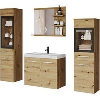 conjunto de muebles de bano madrid i juego de muebles de bano lavabo incluido con iluminacion led color roble artisan