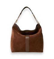 twinset para mujer 262td8160 bolso hobo de ante con logotipo marron osfa casual piel