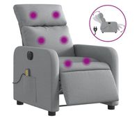 vidaxl sillon reclinable de masaje electrico tela gris claro