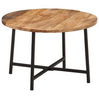 mesa de centro hierro y madera maciza de mango 54x54x35 cm vidaxl